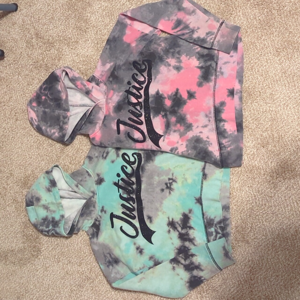 Two Justice Tie-Dye Hoodies